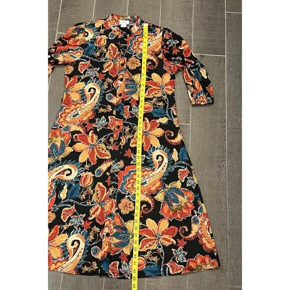 Nicole Miller Women’s Dress Size 8 Floral paisley Button 3/4 Sleeve - Picture 4 of 12